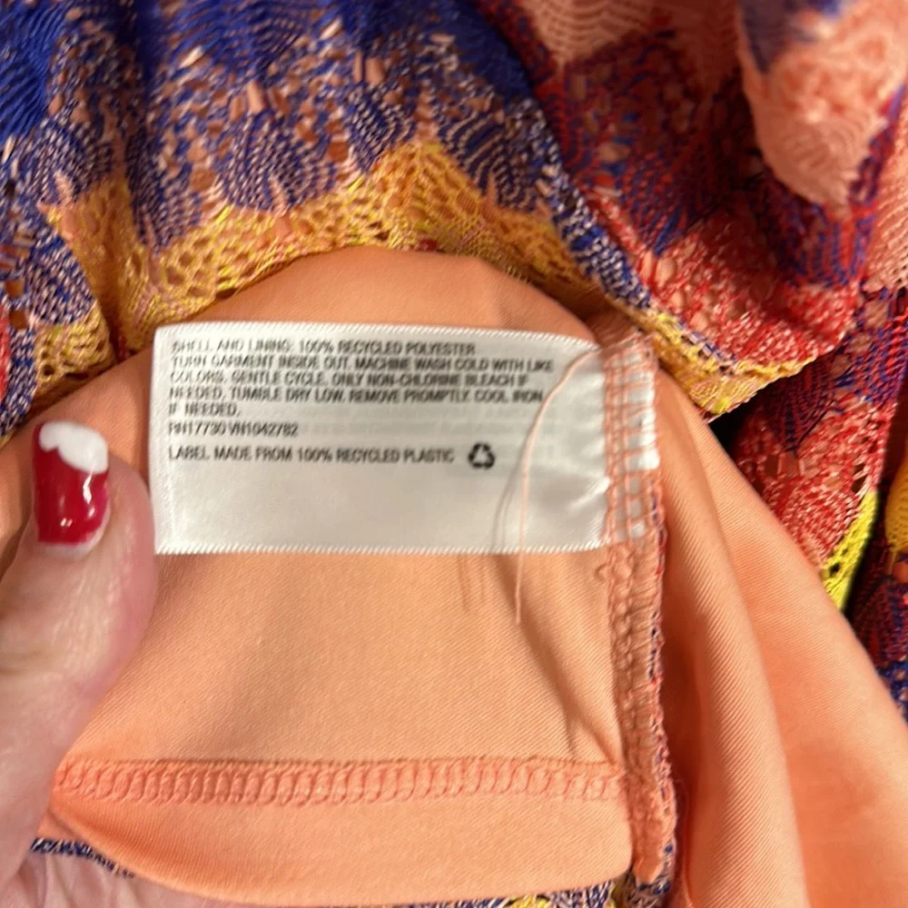 Wild fable Multicolored Crocheted fully lined halter slip midi dress corset back - Picture 8 of 9